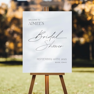 Letrero de bienvenida para despedida de soltera, impreso profesionalmente, elegante y sencillo, con diseño minimalista atemporal.