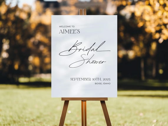 Professionally Printed | Simplistic Elegant Bridal Shower Welcome Sign | Timeless Minimalist Design