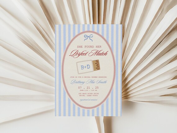 Perfect Match Theme | Bridal Shower Invitations