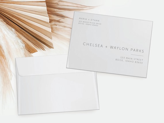 Chic Elopement Announcement Matching Envelopes | Addressed & Printed