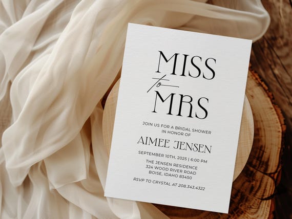 Professionally Printed | Simplistic Elegant Bridal Shower Invitations | Timeless Minimalist Design