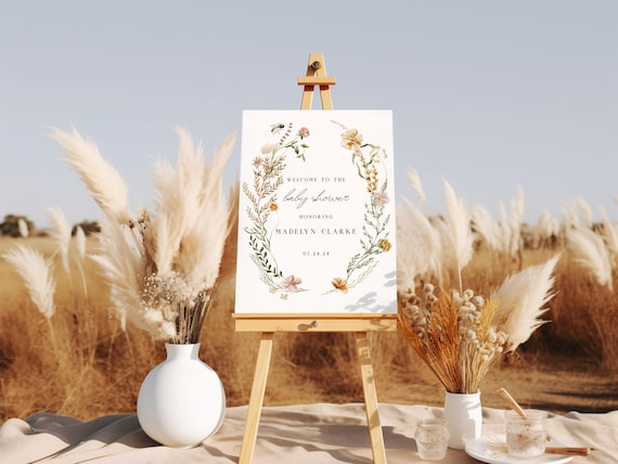 Simplistic Floral | Baby Shower Welcome Sign