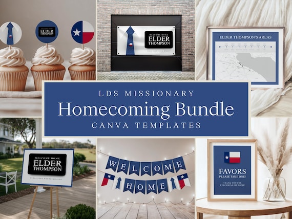 LDS Missionary Homecoming Party Bundle | Editable Canva Templates