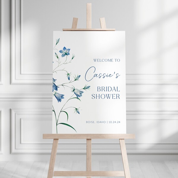 Something Blue Theme Bridal Shower Welcome Sign | Printed & Shipped