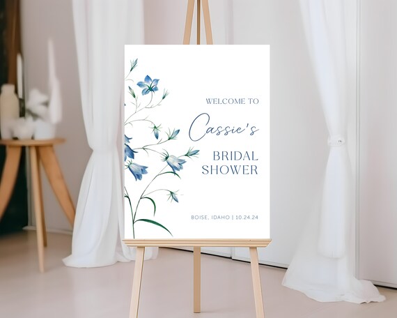 Something Blue Theme Bridal Shower Welcome Sign | Printed & Shipped