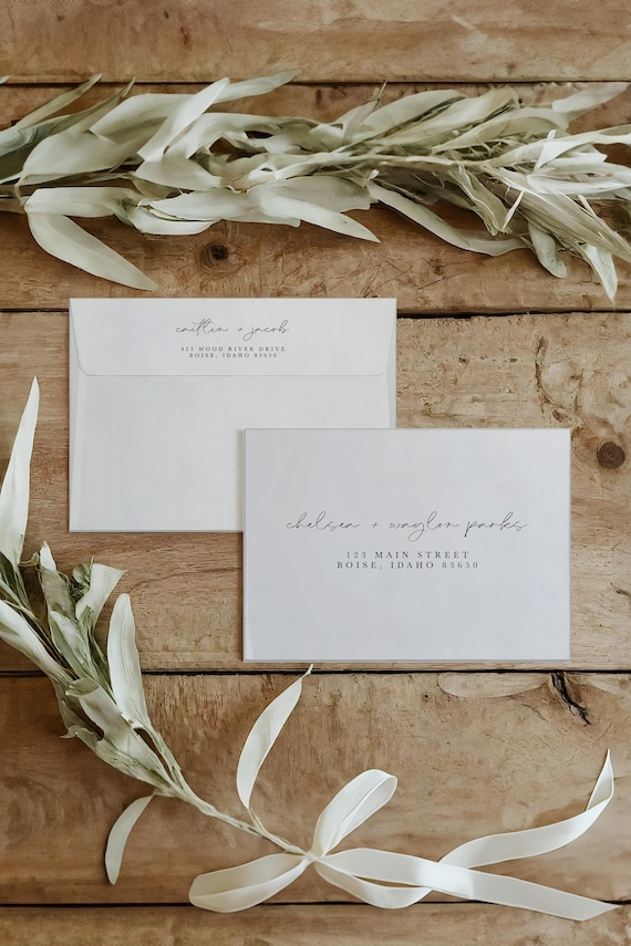 Classic Elopement Announcement Matching Envelopes | Addressed & Printed