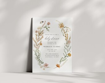 Simplistic Floral Baby Shower Invitation | Printed & Shipped