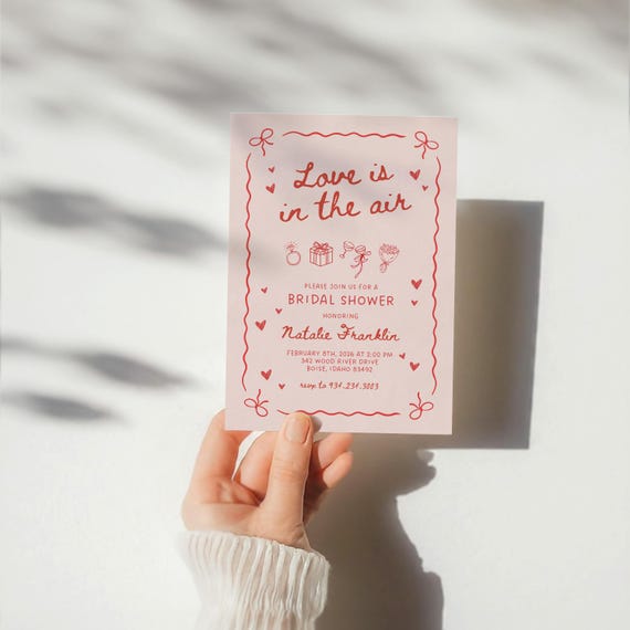 Love is in the Air | Bridal Shower Invitations | Printed & Shipped