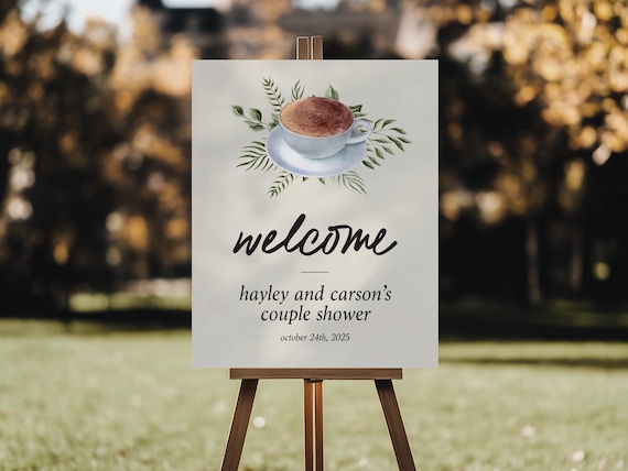 Professionally Printed | Love is Brewing | Bridal Shower Welcome Sign