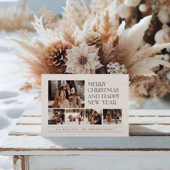 Elegant Beige Christmas Cards | Printed & Shipped