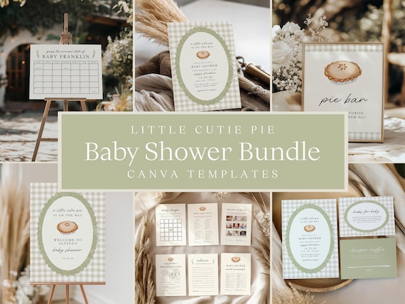 Little Cutie Pie Baby Shower Bundle | Editable Canva Templates