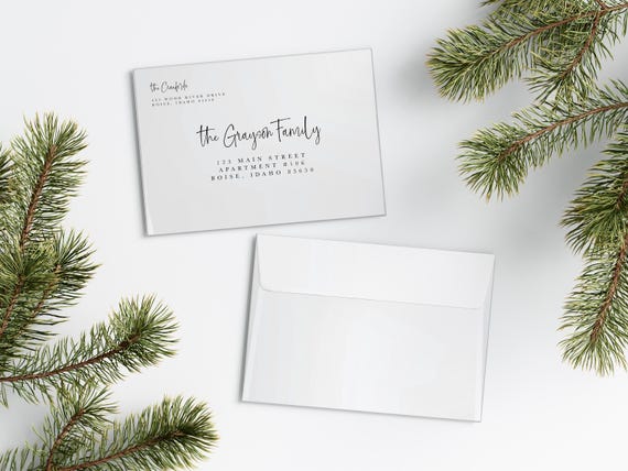 Modern Christmas Card Envelopes | Addressed & Printed