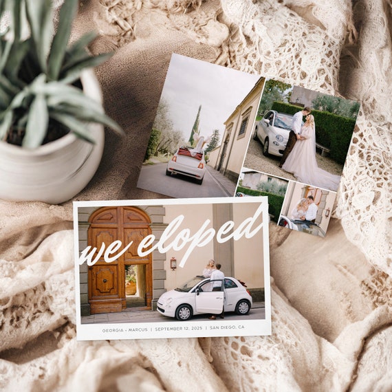 Radiant Style Elopement Announcement Cards | Printed & Shipped