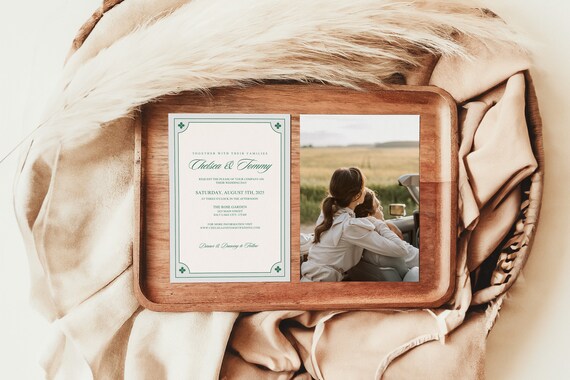 Elegant Green Wedding Invitation | Printed & Shipped