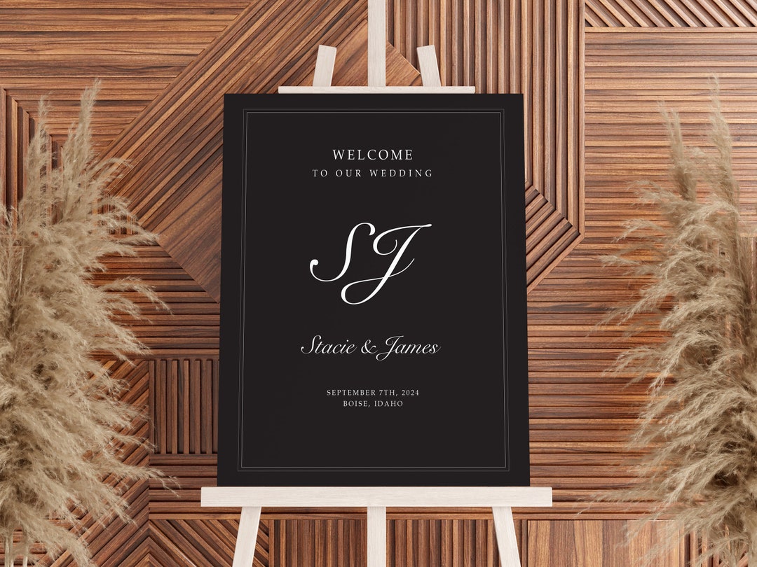 Classy Black Wedding Welcome Sign Printed & Shipped - Etsy