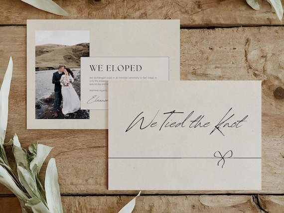 We Tied The Knot |  Elopement Announcement Cards | Printed & Shipped