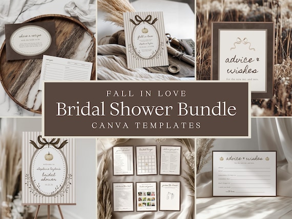 Fall in Love Bridal Shower Bundle | Editable Canva Templates