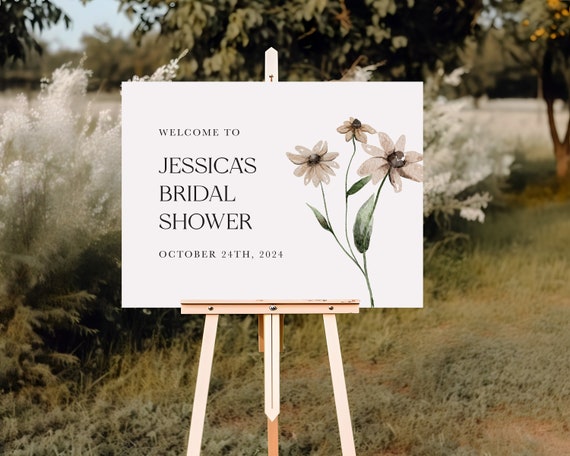 Delicate Flower Bridal Shower Welcome Sign | Printed & Shipped