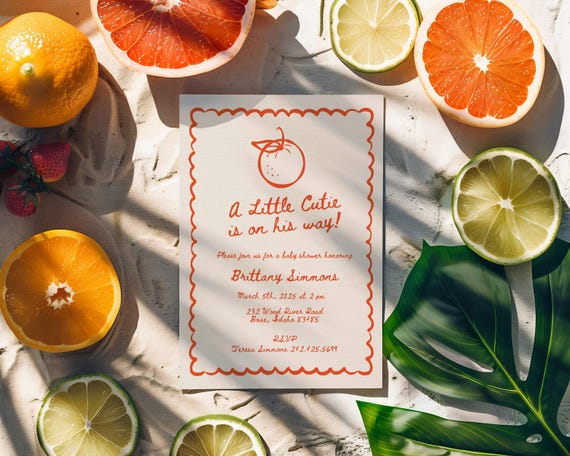 A Little Cutie Theme | Baby Shower Invitations | Printed & Shipped