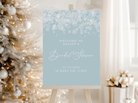 Winter Bridal Shower Welcome Sign: Snow in Love Foam Board Decor