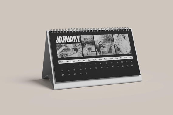 2025 Custom Desk Calendar | Black and White Design | Printed & Shipped
