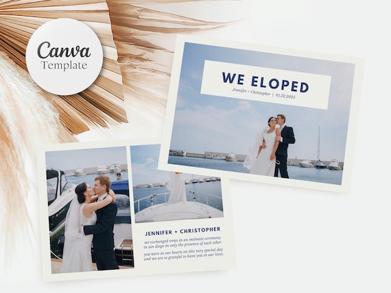 Simplistic Style Elopement Announcement | Canva Template