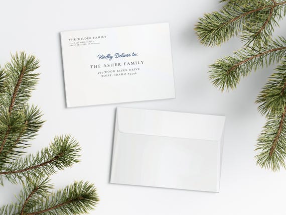 Hand Drawn Christmas Card Envelopes | Addressed & Printed