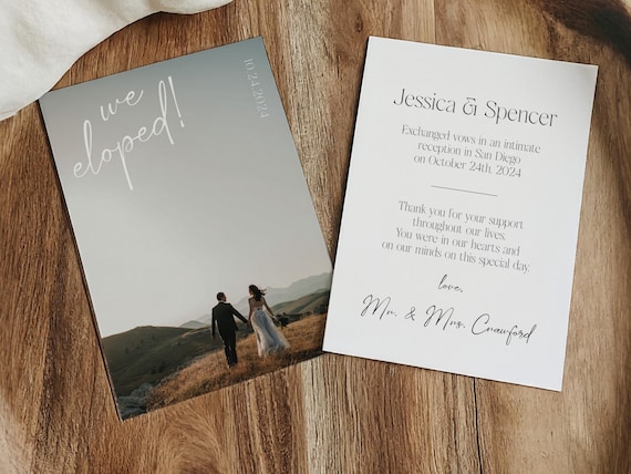 Modern Elopement Announcement Cards | Printed & Shipped
