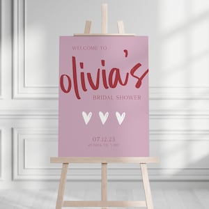 Hearts Theme Bridal Shower Welcome Sign