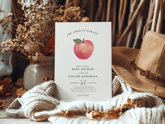Apple of Our Eye Theme | Baby Shower Invitation
