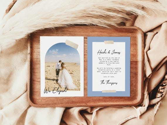 Eclectic Personalized Elopement Announcement Cards | Printed & Shipped
