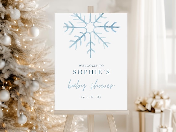 Little Snowflake Baby Shower Welcome Sign | Winter Baby Shower Decor | Printed Foamboard Sign