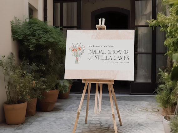 Horizontal Floral | Bridal Shower Welcome Sign