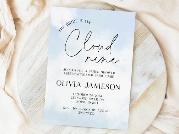 Professionally Printed | Cloud Nine Theme | Bridal Shower Invitations