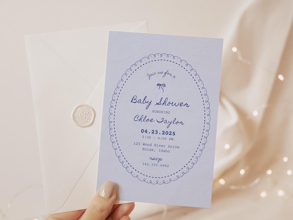 Elegant Blue | Baby Shower Invitations