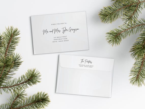 Graceful Christmas Card Envelopes | Addressed & Printed