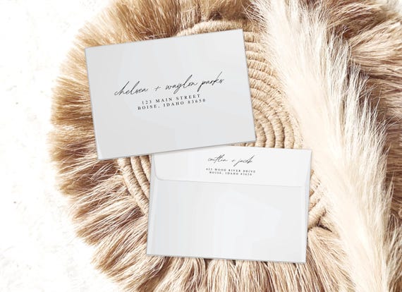 Modern Handwritten Style Elopement Announcement Matching Envelopes | Addressed & Printed