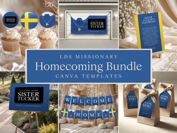 LDS Sister Missionary Homecoming Party Bundle | Editable Canva Templates