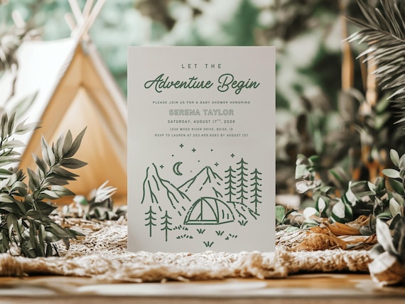 The Adventure Begins | Baby Shower Invitations | Printed & Shipped