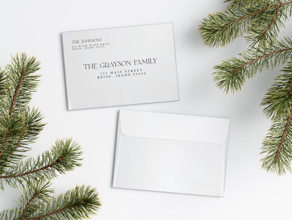Elegant Christmas Card Envelopes | Addressed & Printed