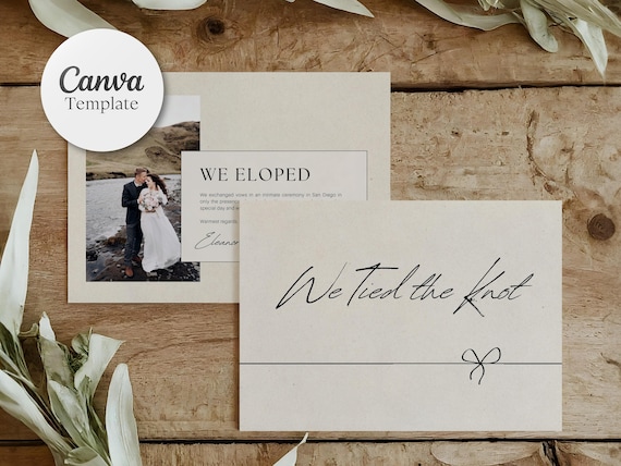 We Tied the Knot Elopement Announcement | Canva Template