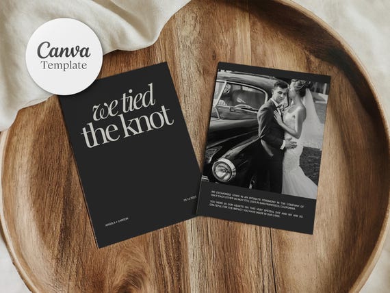 Editorial Style Elopement Announcement | Canva Template