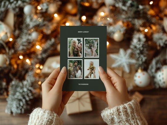 Modern Photo Frames Christmas Cards | Printed & Shipped