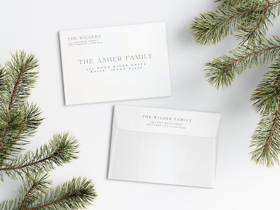 Traditional Simple Christmas Card Envelopes | Addressed & Printed