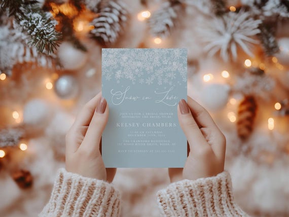 Winter Bridal Shower Invitations: Snow in Love Printed Cards