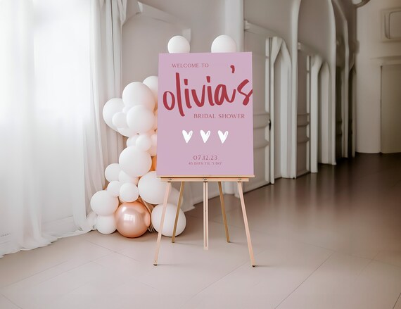 Hearts Theme Bridal Shower Welcome Sign