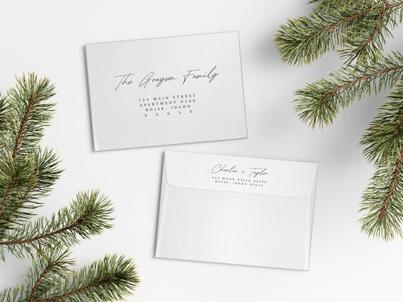 Modern Christmas Card Envelopes | Addressed & Printed