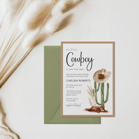 Western Theme | Baby Shower Invitation | Printed & Shipped