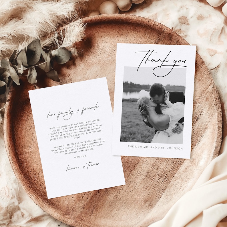 Minimalistic Wedding Thank You Cards | Printed & Shipped - Etsy
