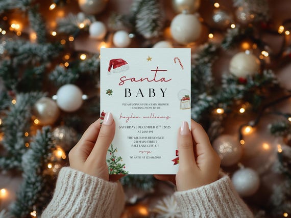 Santa Baby Shower Invitations: Printed Christmas Holiday Cards
